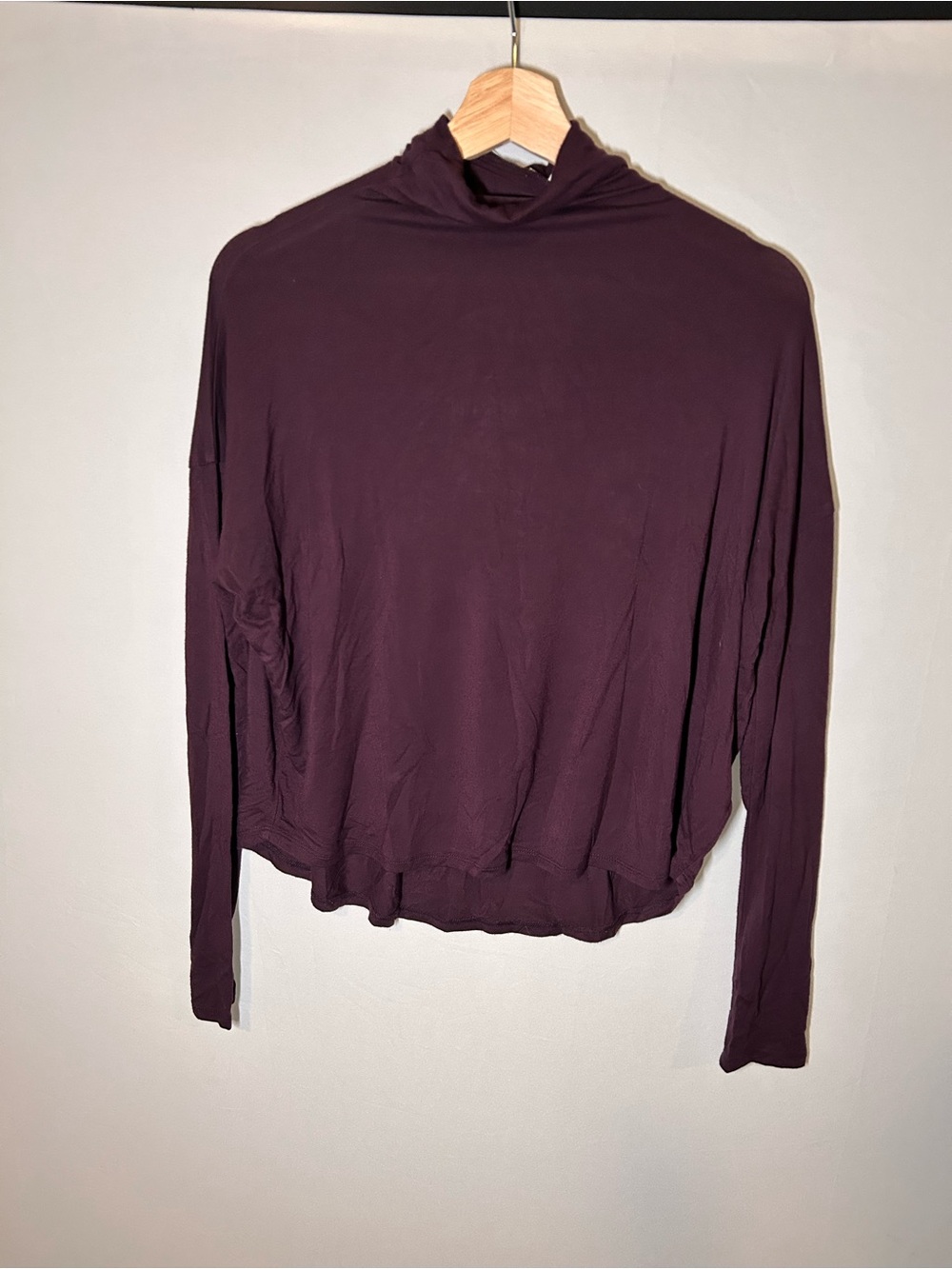 Babaton Long Sleeve Draped Turtleneck Top in Deep Plum - Picture 2 of 6